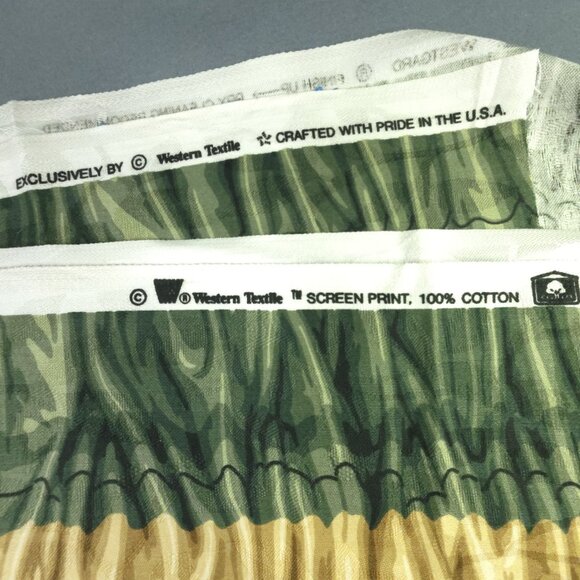 Vintage Western Textile Fabric Green Gold Wave Stripes 3D Look Upholstery 2.5 yd - Picture 3 of 7